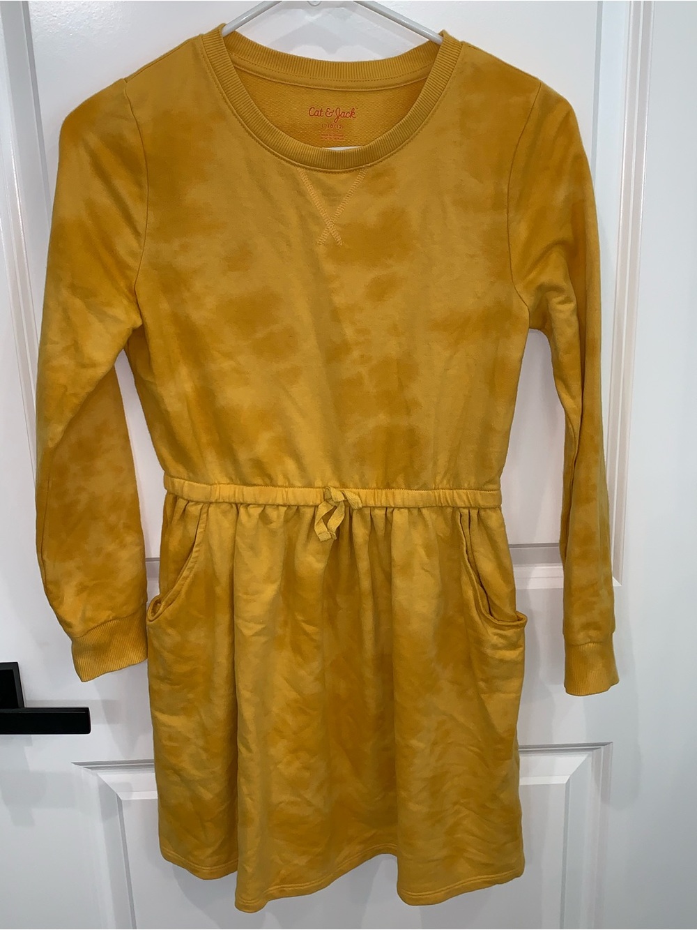 Cat & Jack Girls' Mustard Tie-Waist Sweatshirt Dress